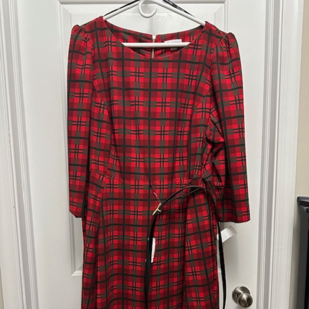Red and Green Plaid Calvin Klein dress